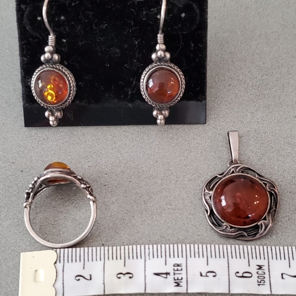 Genuine Amber Sterling Silver Jewelry - Picture 3 of 3